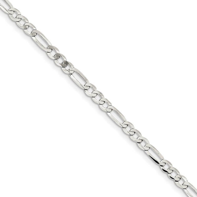 4.5mm Sterling Silver Flat Figaro Chain Bracelet, 7 Inch